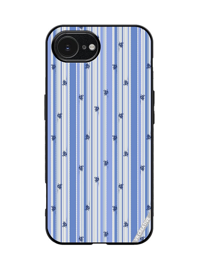 Protective Case Cover For Apple iPhone 16e Stripe Stencil Floral With Polka Dots Design Multicolour