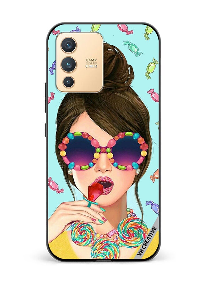 VR CREATIVE Protective Case Cover For Vivo V23 5G Stylish Girl Design Multicolour - Image 1