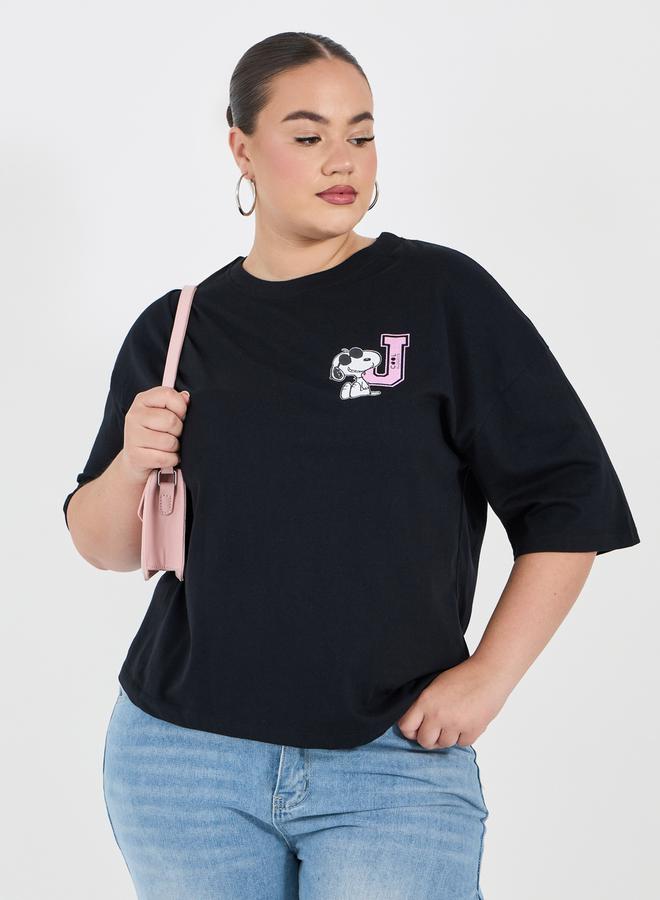 Styli Plus Size Peanuts Cool Blooded Graphic Dropped Shoulder T-Shirt - Image 2