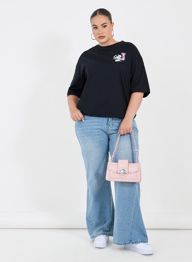 Styli Plus Size Peanuts Cool Blooded Graphic Dropped Shoulder T-Shirt - Image 3