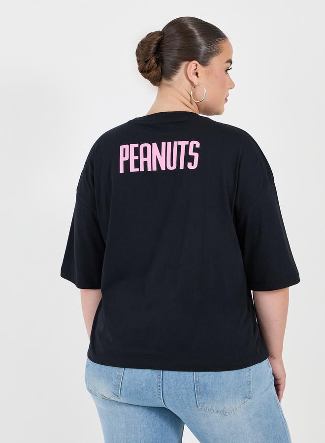 Styli Plus Size Peanuts Cool Blooded Graphic Dropped Shoulder T-Shirt - Image 5