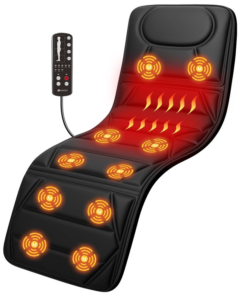CooCoCo Full Body Massage Mat with Heat, Back Massager for Sofa, Bed, Birthday Gifts for Mom Dad Women Men, 10 Motors Vibrating Massaging Mattress, Massage Pad, Back Massage for Husband Wife - Image 1
