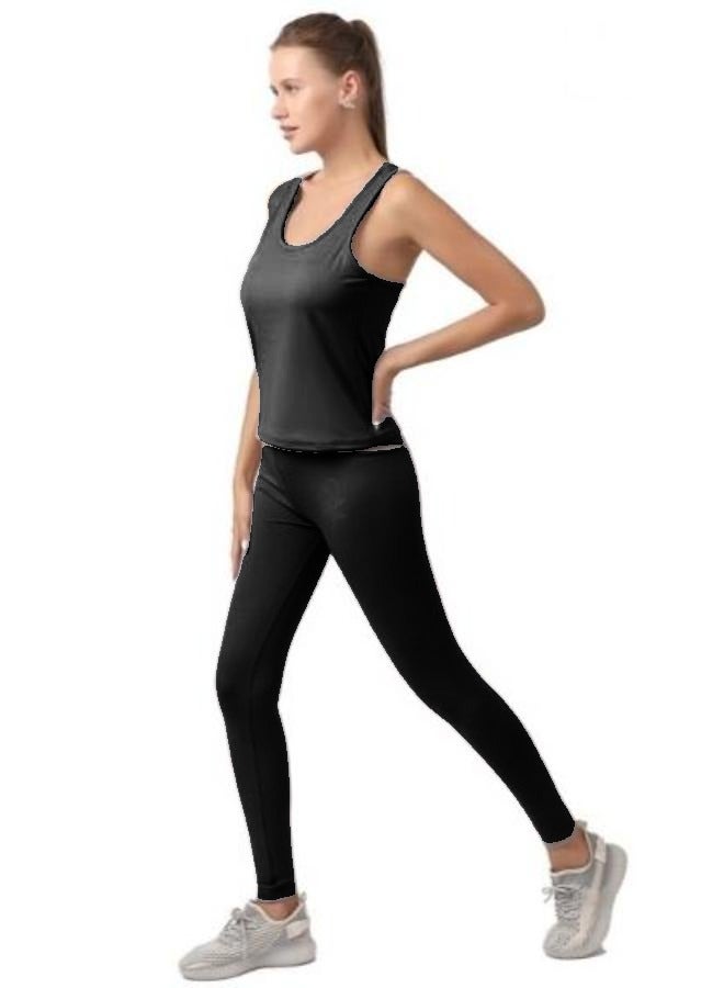 Yoga Outfit 2 Piece Workout Set High Waist Yoga Leggings and Padded Sando Top for Women Free Size T-18 - Image 3