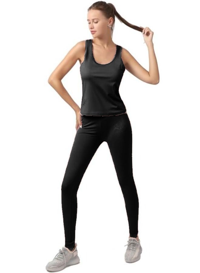 Yoga Outfit 2 Piece Workout Set High Waist Yoga Leggings and Padded Sando Top for Women Free Size T-18 - Image 1