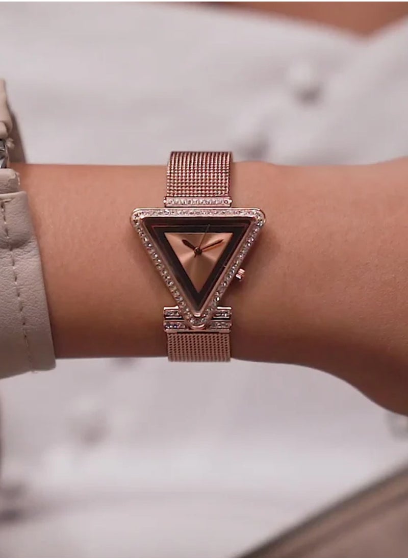 GUESS - Ladies Rose Gold Tone Analog Stainless Steel Band Watch GW0508L3 - 34mm - Image 1
