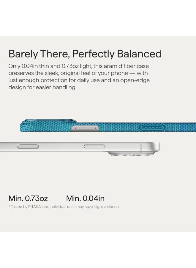 PITAKA حافظة بيتاكا لجهاز آيفون 17 برو ماكس 6.9" مع زر التحكم في الكاميرا، متوافقة مع ماغسيف، حافظة فائقة النحافة مع شعور لمسي بدون حافظة، ألياف أراميد 1500D مع لمسات من الذهب - أزرق شفاف - Image 2