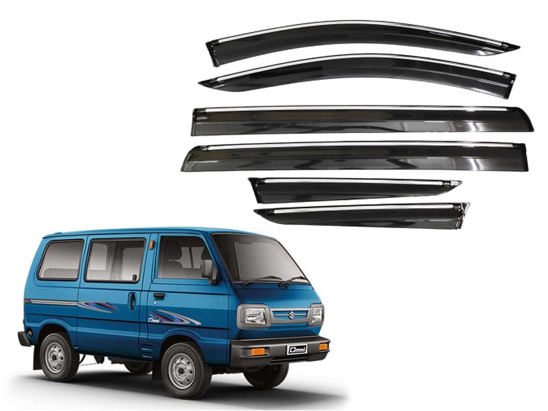 CAR SAAZ Chrome Line Door Visor for Omni (2017-2020)(Set of 6Pcs) | Rain Guard | Wind Deflector - Image 1