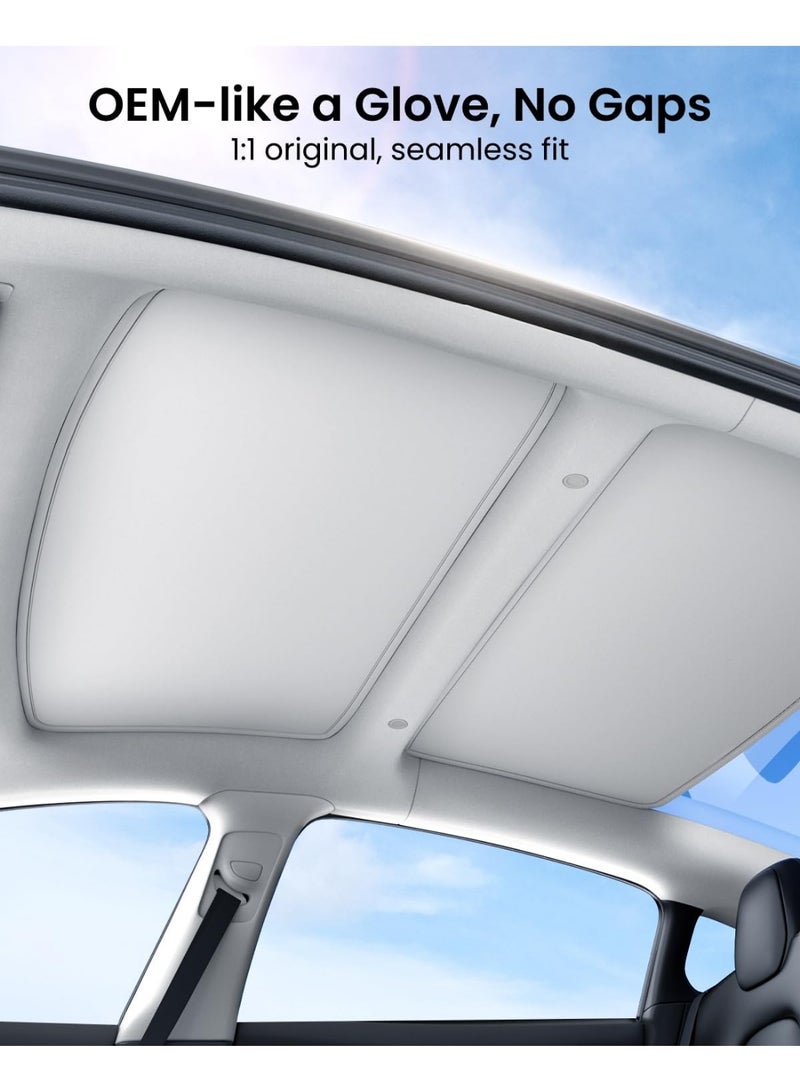 2025 Upgraded Tesla Model 3 Sunshade Roof [No-Sagging, No Gaps] Tesla 3 Accessories Heat Insulation Glass Sunroof Cover for Model 3 2025 2PCS, Interior Grey - Image 3