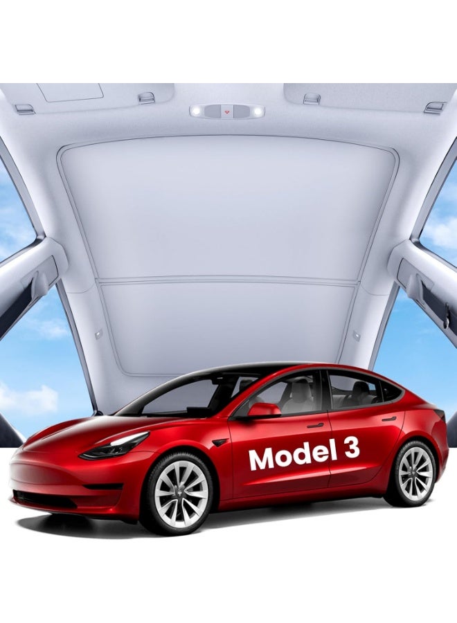 2025 Upgraded Tesla Model 3 Sunshade Roof [No-Sagging, No Gaps] Tesla 3 Accessories Heat Insulation Glass Sunroof Cover for Model 3 2025 2PCS, Interior Grey - Image 1