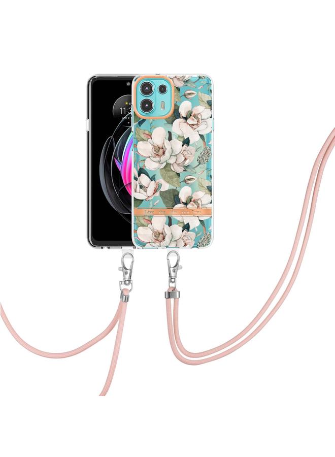 S-TOP Case For Motorola Edge 20 Lite Flowers Series TPU Phone Case with Lanyard - Image 1