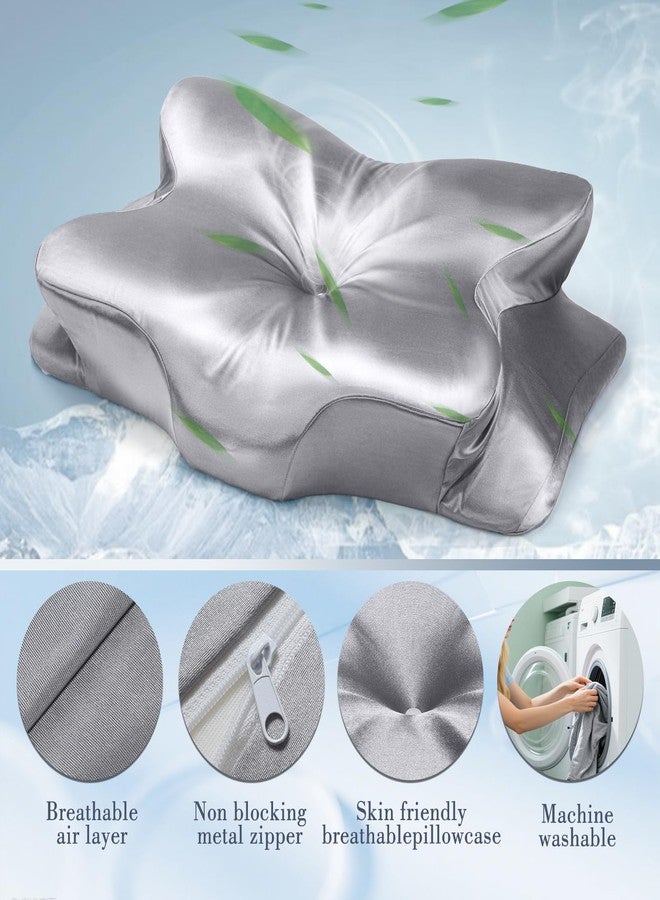 CCidea Ergonomic Contour Memory Foam Pillow for Side Sleepers, Breathable Cervical Support Pillow with Removable Cover - Image 3