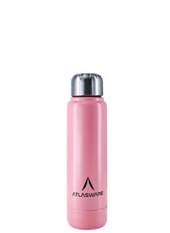 Atlasware Water Bottle with a Capacity of 220 ml, Stainless Steel Water Bottle that keeps Cold for 30 Hours and Keeps Heat for 8 Hours, Pink  - Image 1