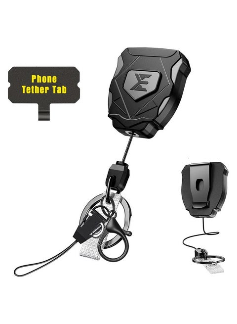 Heavy Duty Retractable Keychain With Interval Locking And Belt Clip Retractable Badge Reel Retractable Id Badge Holder With 31 Strong Dyneema Cord Key Ring Badge Clip And Phone Tethers