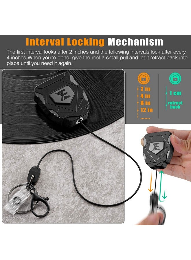 Heavy Duty Retractable Keychain With Interval Locking And Belt Clip Retractable Badge Reel Retractable Id Badge Holder With 31 Strong Dyneema Cord Key Ring Badge Clip And Phone Tethers