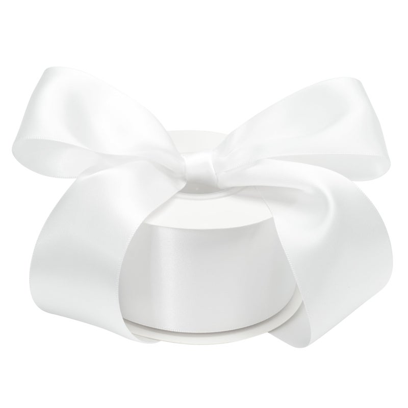 DINDOSAL White 2 Inch Double Face Satin Ribbon  25Yards 75 Feet  Wedding Bridal Shower  White  Polyester  Classic  Celebratory Events