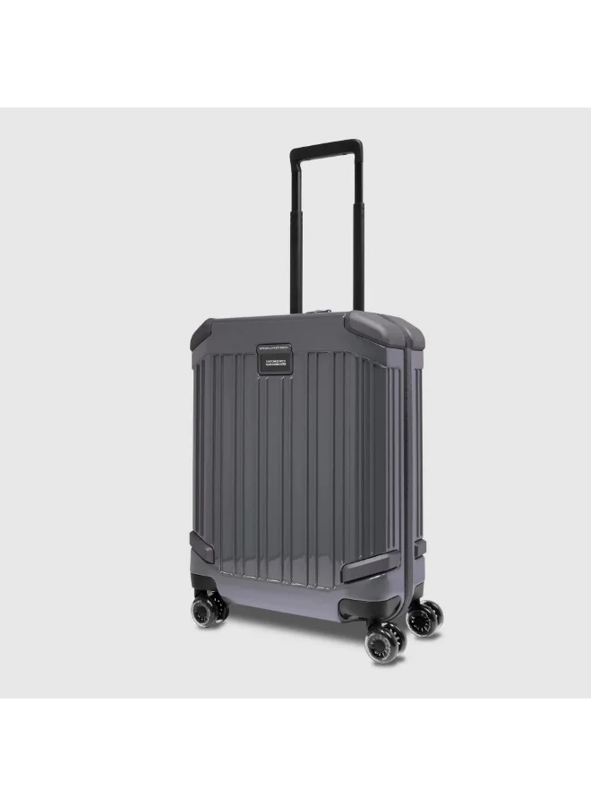بيكوادرو حقيبة سفر Piquadro BV4425POP للمقصورة مقاس 20 بوصة | حقيبة كابينة بهيكل من البولي كربونيت (PC) مع قفل TSA، منفذ USB-C، و4 عجلات مزدوجة دوارة