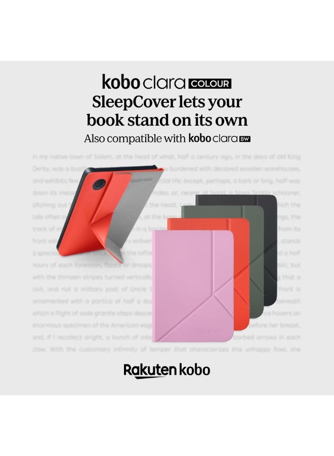 كوبو غلاف حماية Kobo Clara Colour/BW | تقنية السكون/الاستيقاظ | حامل مدمج ثنائي الاتجاه | جلد نباتي | متوافق مع قارئ الكتب الإلكترونية Kobo Clara Colour/BW مقاس 6 بوصات (أخضر ضبابي) - Image 3