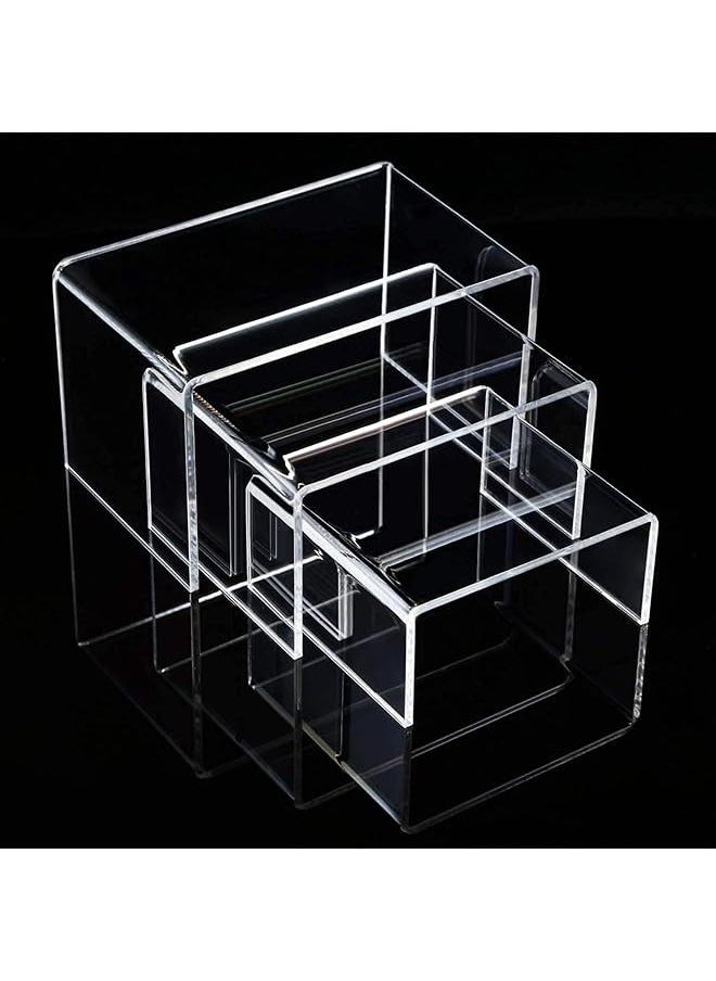 erorex Display Risers Acrylic Clear Rectangular Stands Collectibles Display Shelf For Decor Cake Display Shelves Display Stand For Organize And Decoration 3Pcs  - Image 1