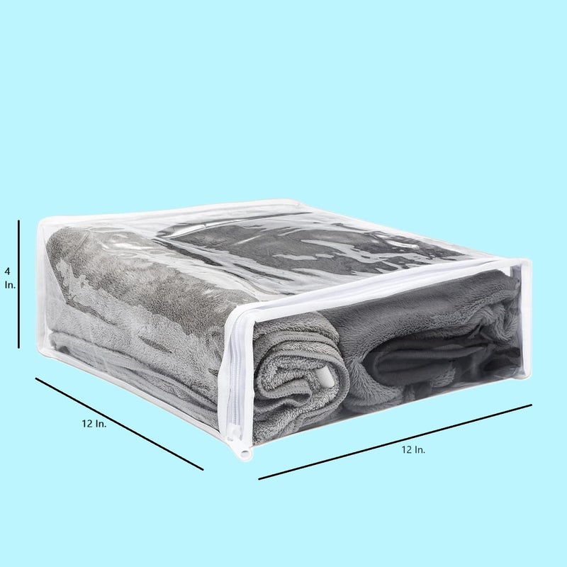 AMIRATE AMIRATE Pvc Clothes Storage BagsSaree Covers with Zip for Storage Specially Design for Woman Dresses Sarees LehengasShirts and Blankets for Wardrobe Organizer 12 x 12x 4 Inch Pack of 6  - Image 2