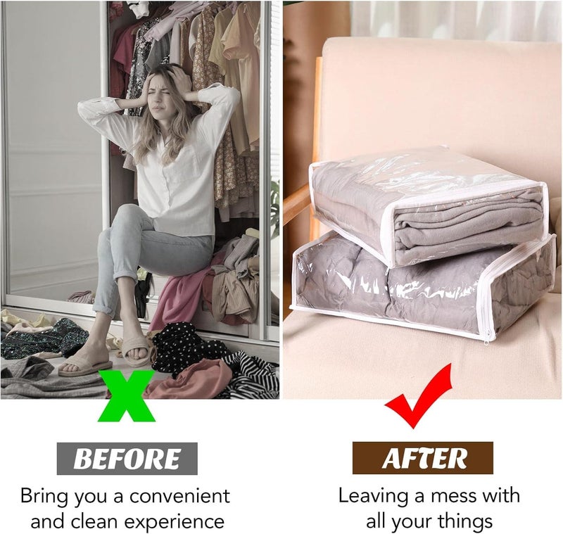 AMIRATE AMIRATE Pvc Clothes Storage BagsSaree Covers with Zip for Storage Specially Design for Woman Dresses Sarees LehengasShirts and Blankets for Wardrobe Organizer 12 x 12x 4 Inch Pack of 6  - Image 3