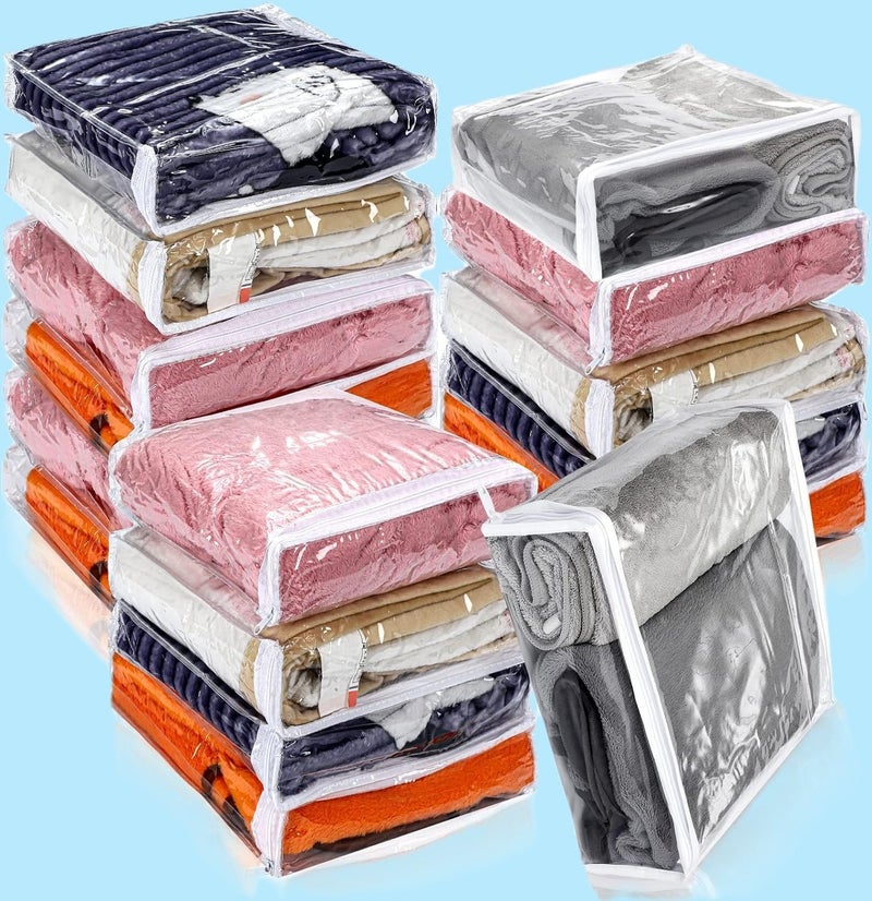 AMIRATE AMIRATE Pvc Clothes Storage BagsSaree Covers with Zip for Storage Specially Design for Woman Dresses Sarees LehengasShirts and Blankets for Wardrobe Organizer 12 x 12x 4 Inch Pack of 6  - Image 1