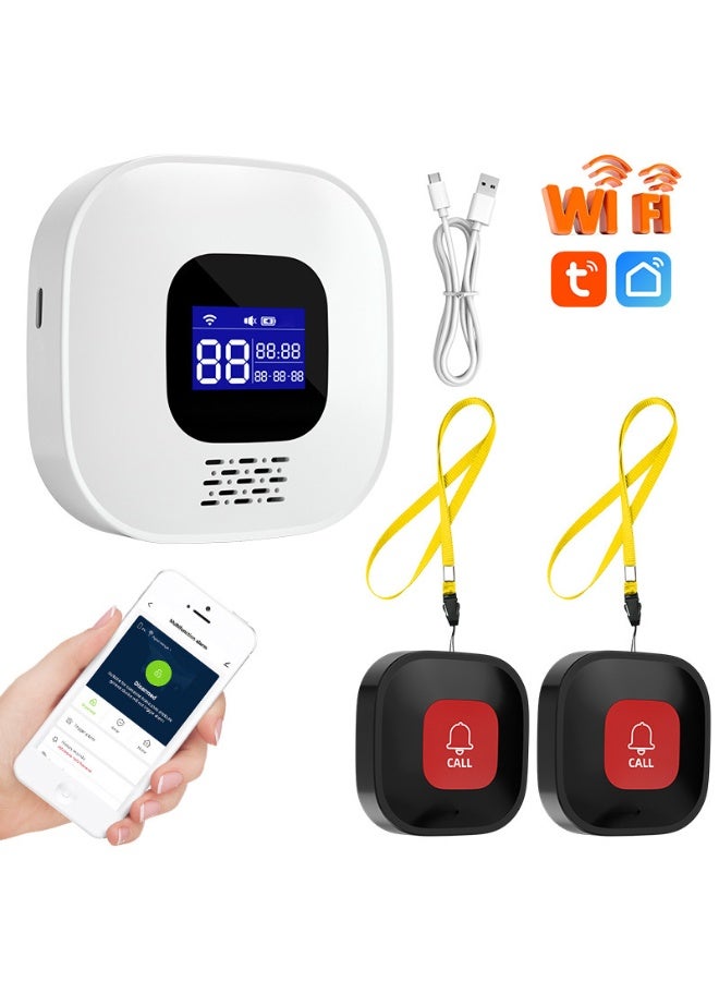 Tuya Smart WiFi Emergency Call System – Wall-Mounted Alarm Host with 2 Wireless SOS Buttons, Real-Time Alerts for Elderly, Hospitals & Home Safety - Image 1