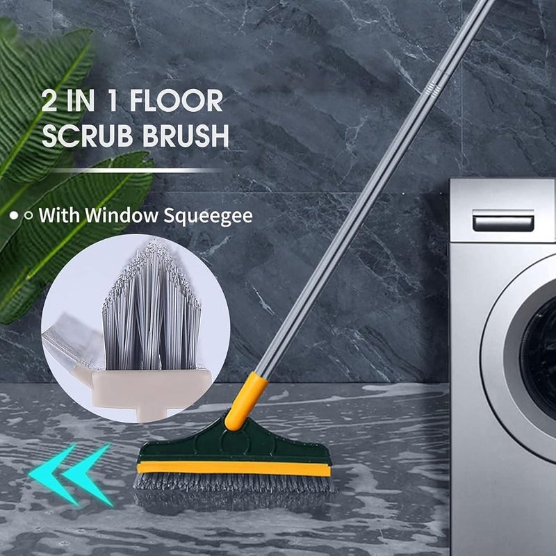 NovalLife 2 In 1 Floor Scrub Brush with Window Squeegee 120 Degrees Rotatable Long Handle Corner Gap Cleaning Brush for Cleaning Kitchen Bathroom Bathtub Tile Glass,Quick-Dry Water & Dust Cleaner - Image 5
