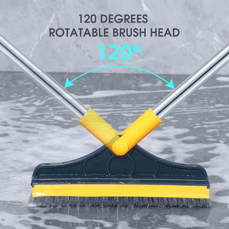 NovalLife 2 In 1 Floor Scrub Brush with Window Squeegee 120 Degrees Rotatable Long Handle Corner Gap Cleaning Brush for Cleaning Kitchen Bathroom Bathtub Tile Glass,Quick-Dry Water & Dust Cleaner - Image 4