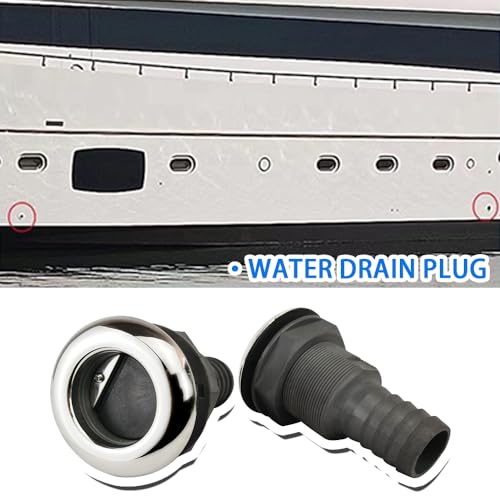 Mojiate 2Pcs Boat Plastic Thru Hull Grey Nylon Join 1 ½-Inch Scupper Valve,Top Cover 316 Stainless Steel Cover,and Equipped with A Water Baffle - Image 4