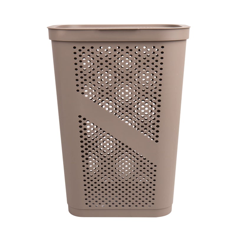 Mind Reader 60L Slim Laundry Hamper, Clothes Basket, Lid, Ventilated, Plastic, Set of 2, Tan - Image 5