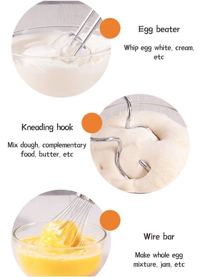5-Speed Hand Mixers with Turbo Button,3 IN 1 Electric Whisk Includes Egg Whisk,Beaters and Dough Hooks,800W,SK-02017