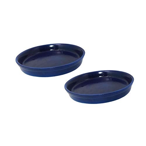 Lasaki Round Ceramic Trays (Plates Saucers) for Pots, planters, Flower, Succulent(Set of 2,Blue,6 inch) R6(Plants not Included) - Image 1