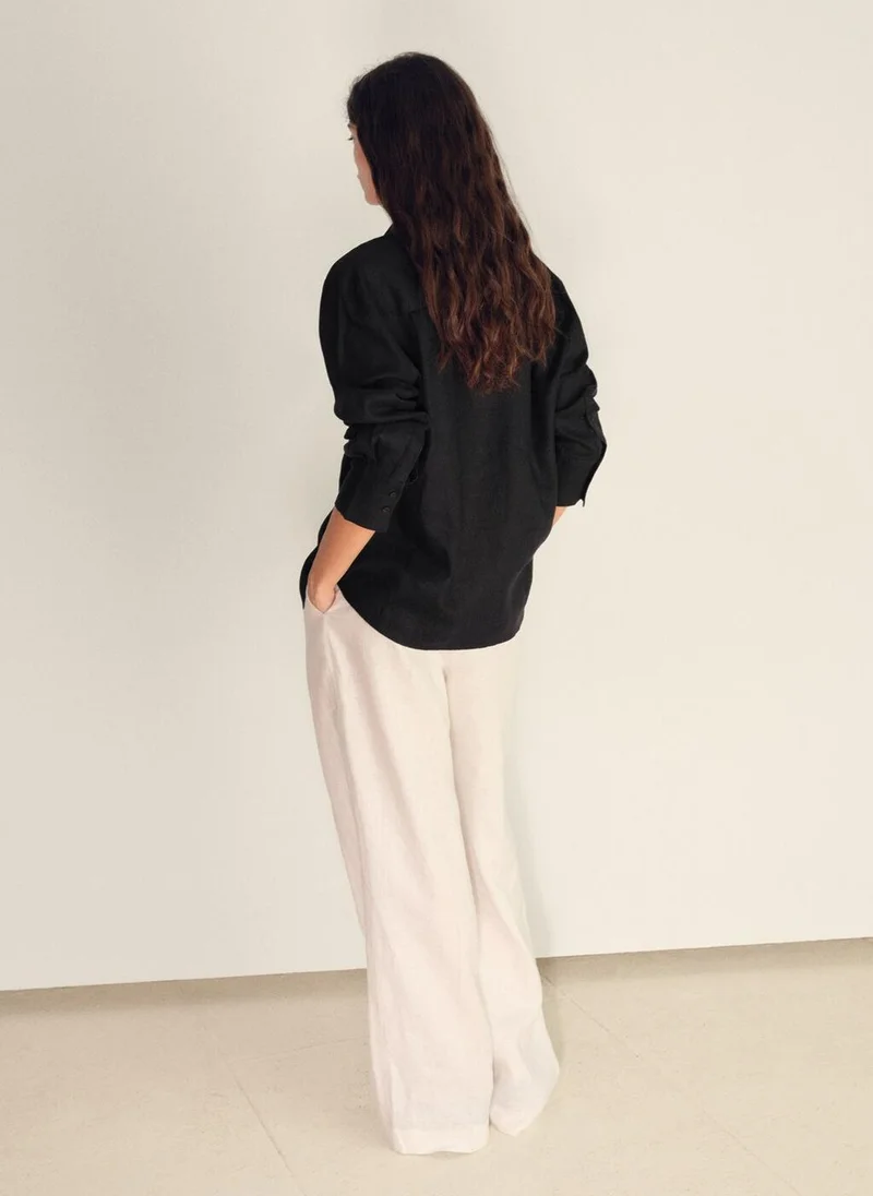 MANGO Linen oversized shirt