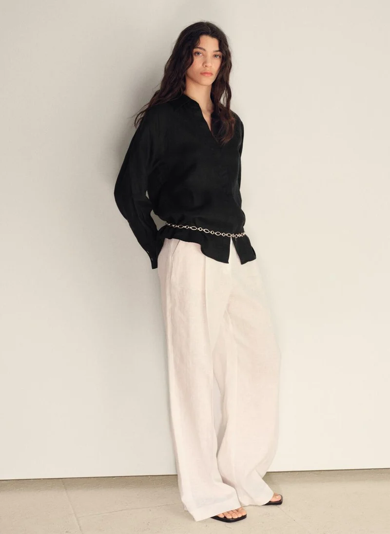 مانجو قميص كتان واسع