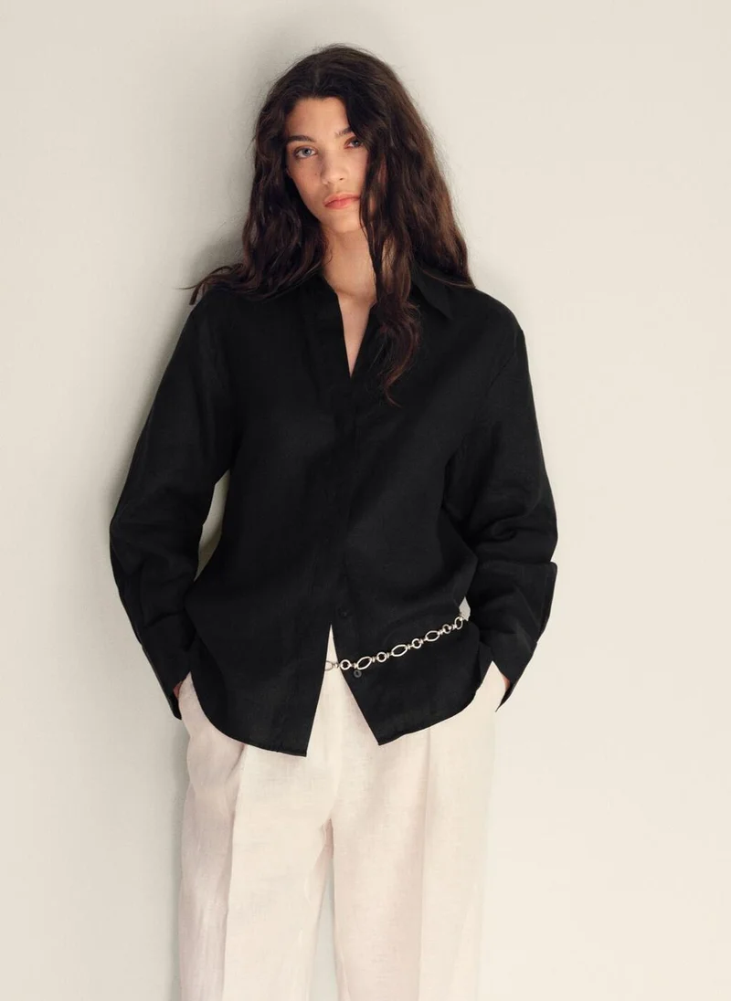 MANGO Linen oversized shirt