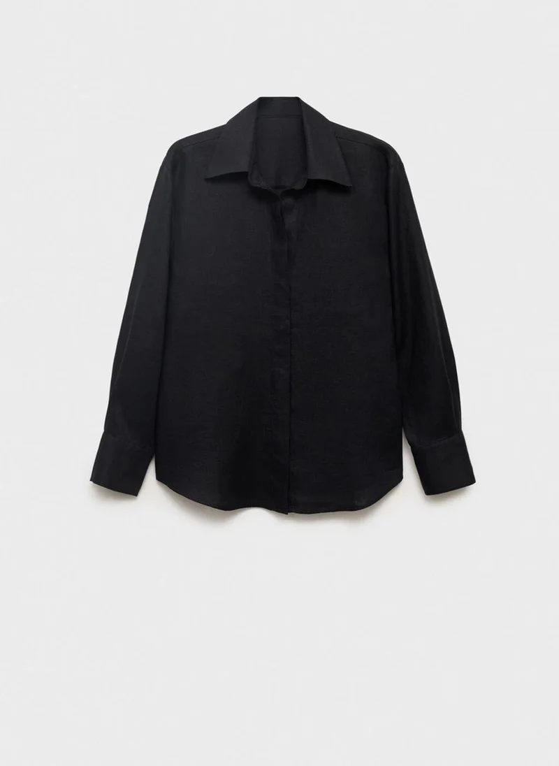 مانجو قميص كتان واسع