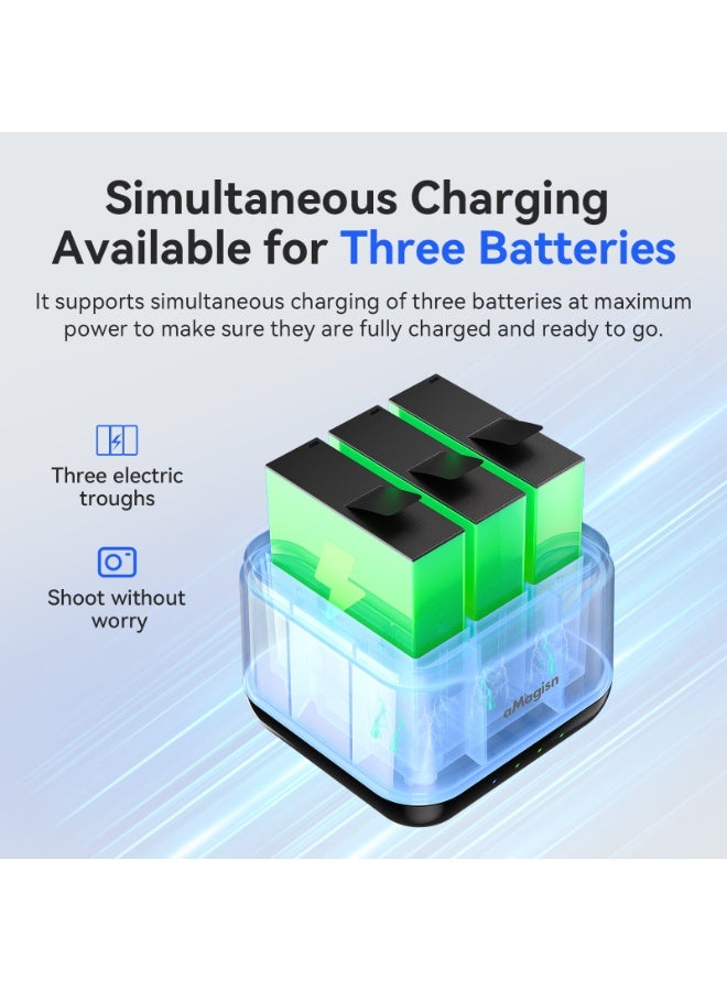 aMagisn Triple Battery Charger for Insta360 AcePro2 – Fast Smart Charging with SD Card Storage, Overcharge & Heat Protection, Compact and Reliable - Image 3