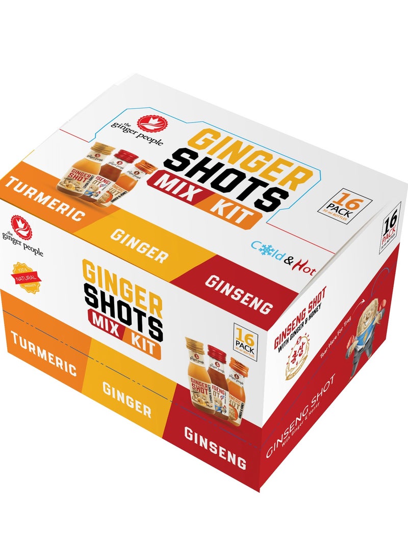 The Ginger People Mix Shot Set | Ginger, Ginseng, and Turmeric Shots Pack of 16  - Image 1