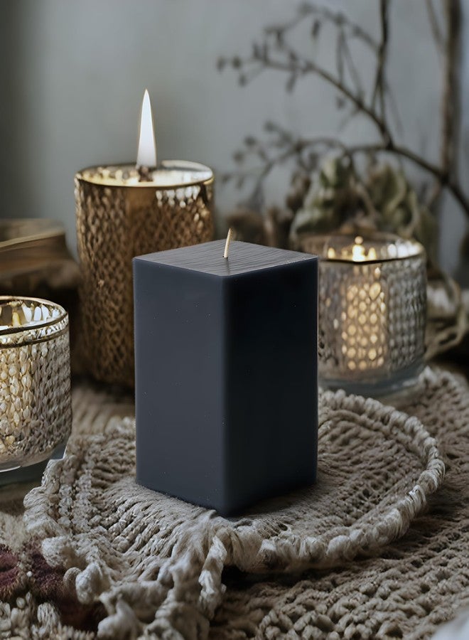 Luces®Smokeless Scented Paraffin Wax Set 3 Black Square Cube Pillar Candle for Party,Birthday Party,Dinner Table, Living Room - Image 4