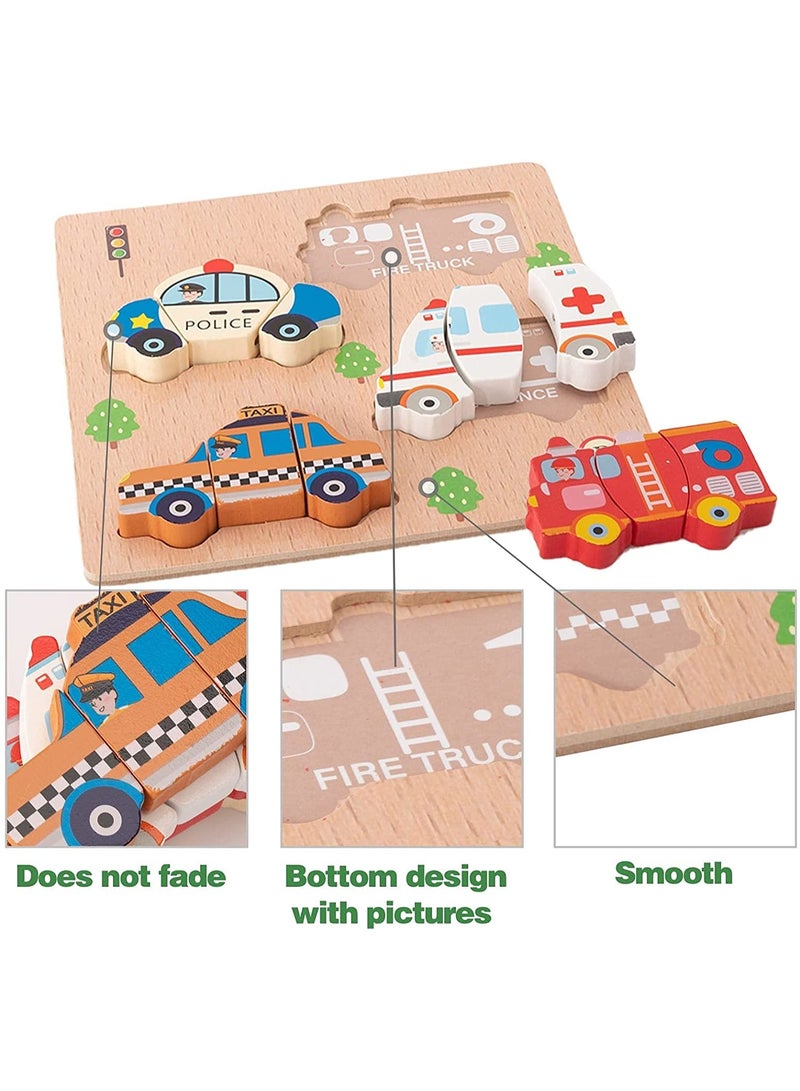 Wooden Puzzle for Kids, Wooden Building Blocks Learning for Kids Ages 1-5, Educational Gift Three-Dimensional Puzzle Board for Boys Girls with for Hand-Eye Coordination (Vehicle) - Image 5