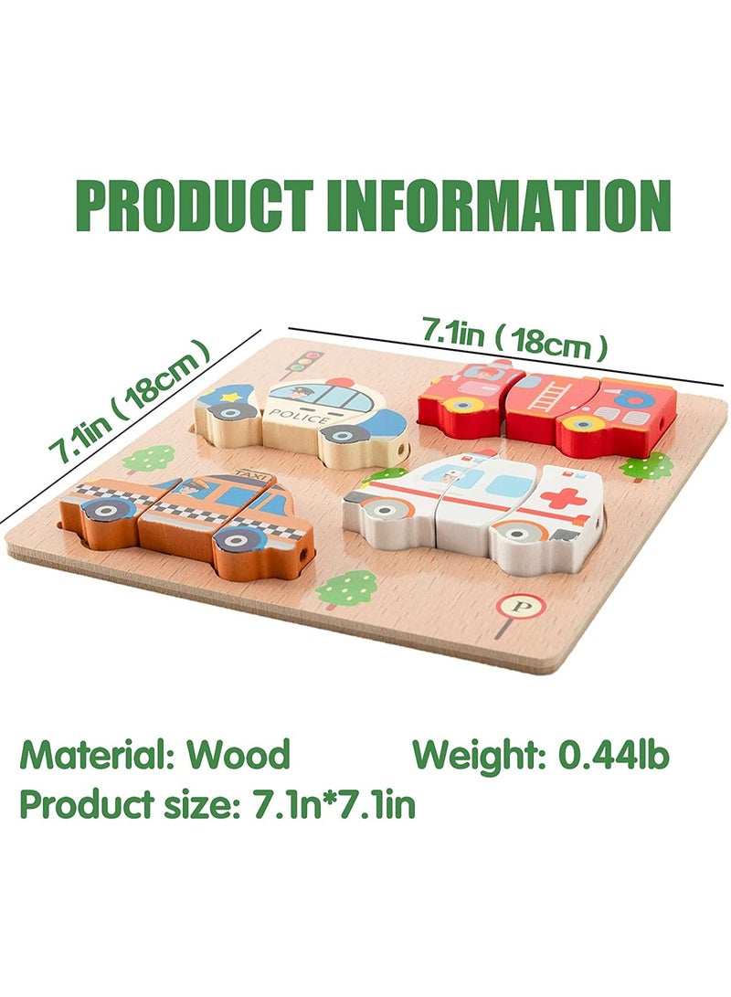 Wooden Puzzle for Kids, Wooden Building Blocks Learning for Kids Ages 1-5, Educational Gift Three-Dimensional Puzzle Board for Boys Girls with for Hand-Eye Coordination (Vehicle) - Image 2