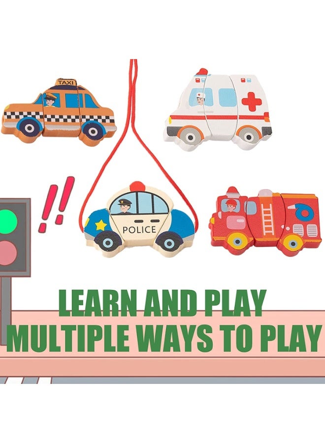 Wooden Puzzle for Kids, Wooden Building Blocks Learning for Kids Ages 1-5, Educational Gift Three-Dimensional Puzzle Board for Boys Girls with for Hand-Eye Coordination (Vehicle) - Image 4