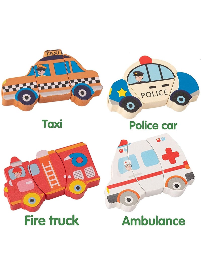 Wooden Puzzle for Kids, Wooden Building Blocks Learning for Kids Ages 1-5, Educational Gift Three-Dimensional Puzzle Board for Boys Girls with for Hand-Eye Coordination (Vehicle) - Image 3