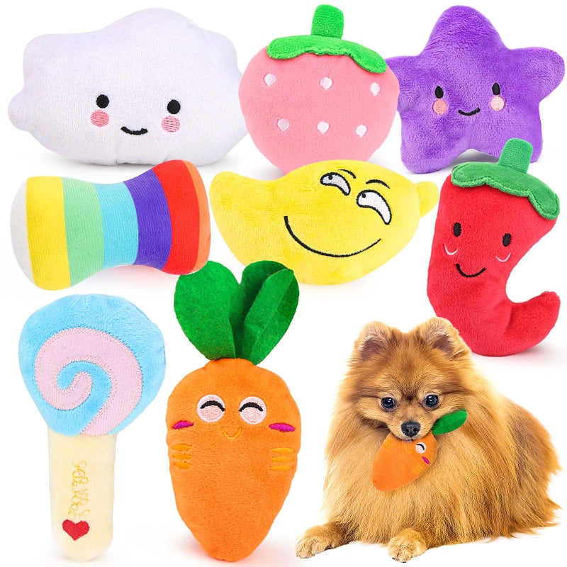 LOYEE Dog Squeaky Toys 8 Pack, Puppy Plush Squeaky Toys for Medium Small Dogs, Cute Pet Toys Stuffed Puppy Chew Toys for Teething, Interactive Toys Set for Puppy Supplies - Image 1