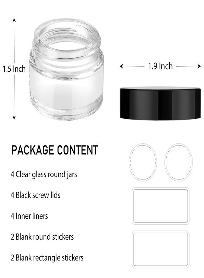 Tecohouse 4 Pack 1oz Small Glass Containers with Lids, Glass Jars with Black Lids & Stickers, Mini Reusable Empty Container for Creams, Lotion, Cosmetic - Image 5
