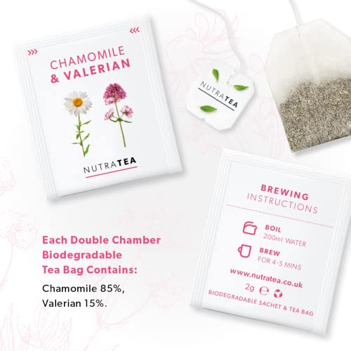 Nutra Tea NutraTea - Chamomile & Valerian Tea- Bedtime and Night Time Tea - 40 Tea Bags - Image 4