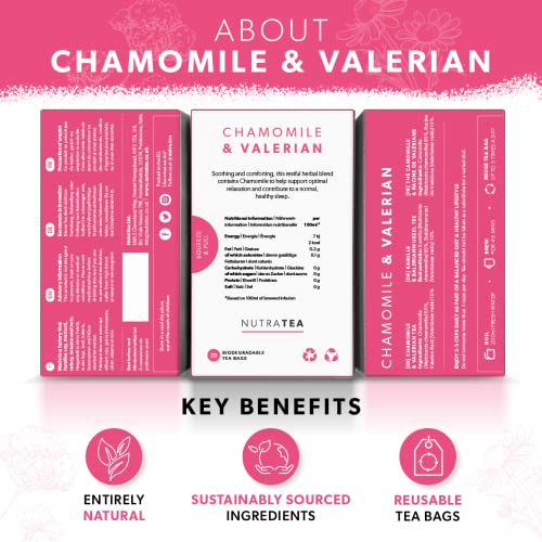 Nutra Tea NutraTea - Chamomile & Valerian Tea- Bedtime and Night Time Tea - 40 Tea Bags - Image 2