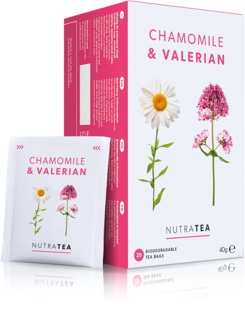 Nutra Tea NutraTea - Chamomile & Valerian Tea- Bedtime and Night Time Tea - 40 Tea Bags - Image 1