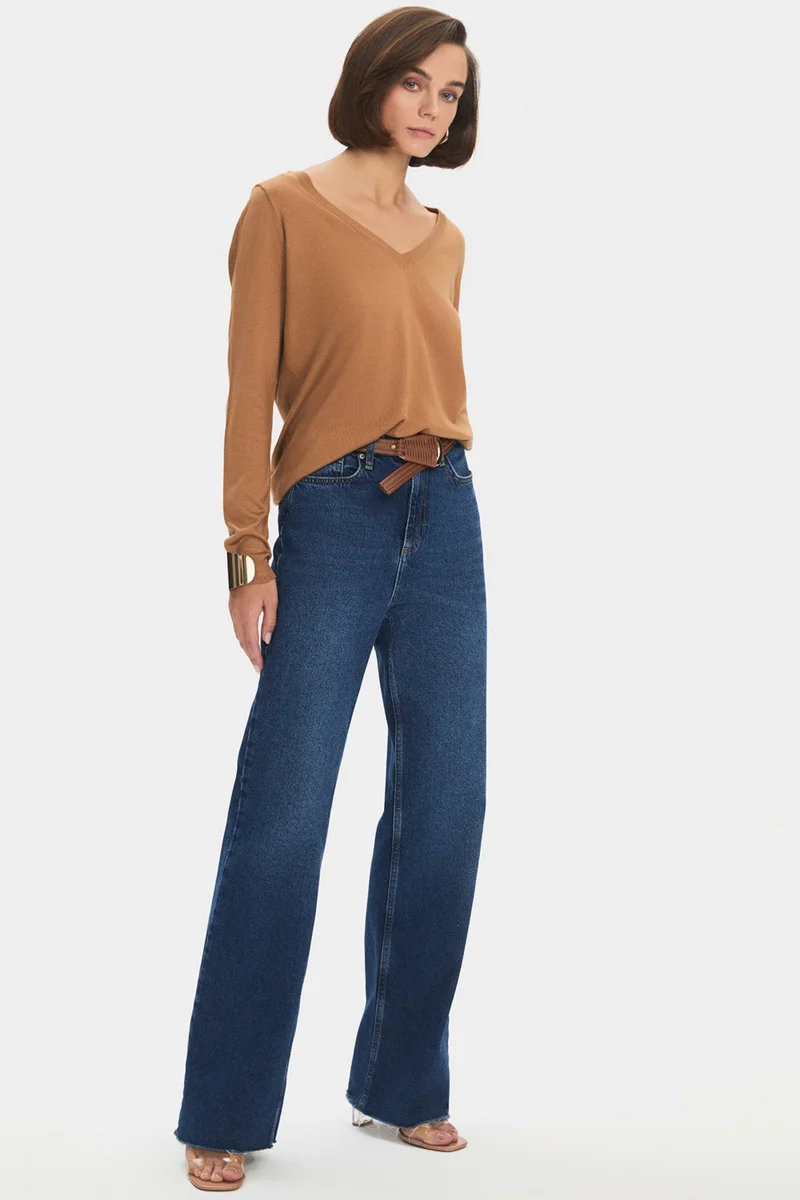 جون Women's Exclusive V Neck Viscose Blend Knitwear Sweater