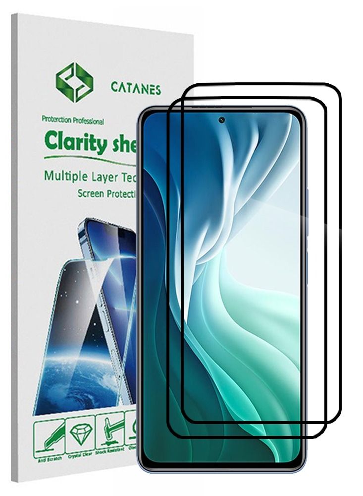 CATANES 2 Pack For Xiaomi Mi 11i Screen Protector Tempered Glass Full Glue Back - Image 1